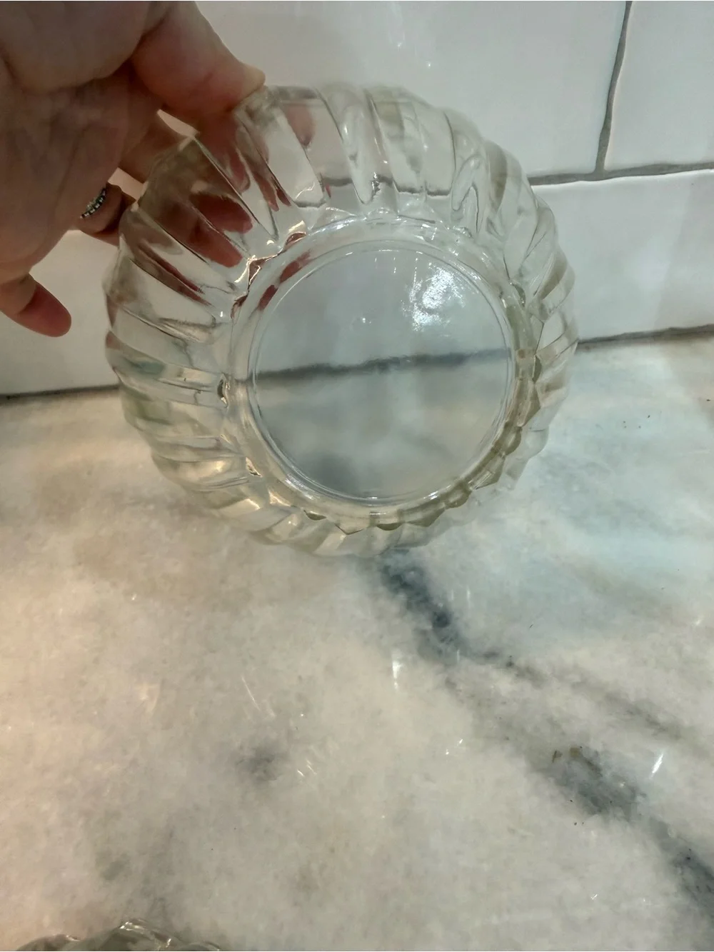 Pristine Condition Crystal Clear (Made In USA) Apple Candy Lidded Jar-6
